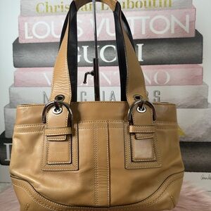 Coach Y2K Soho Tan Tote With Silver Hardware